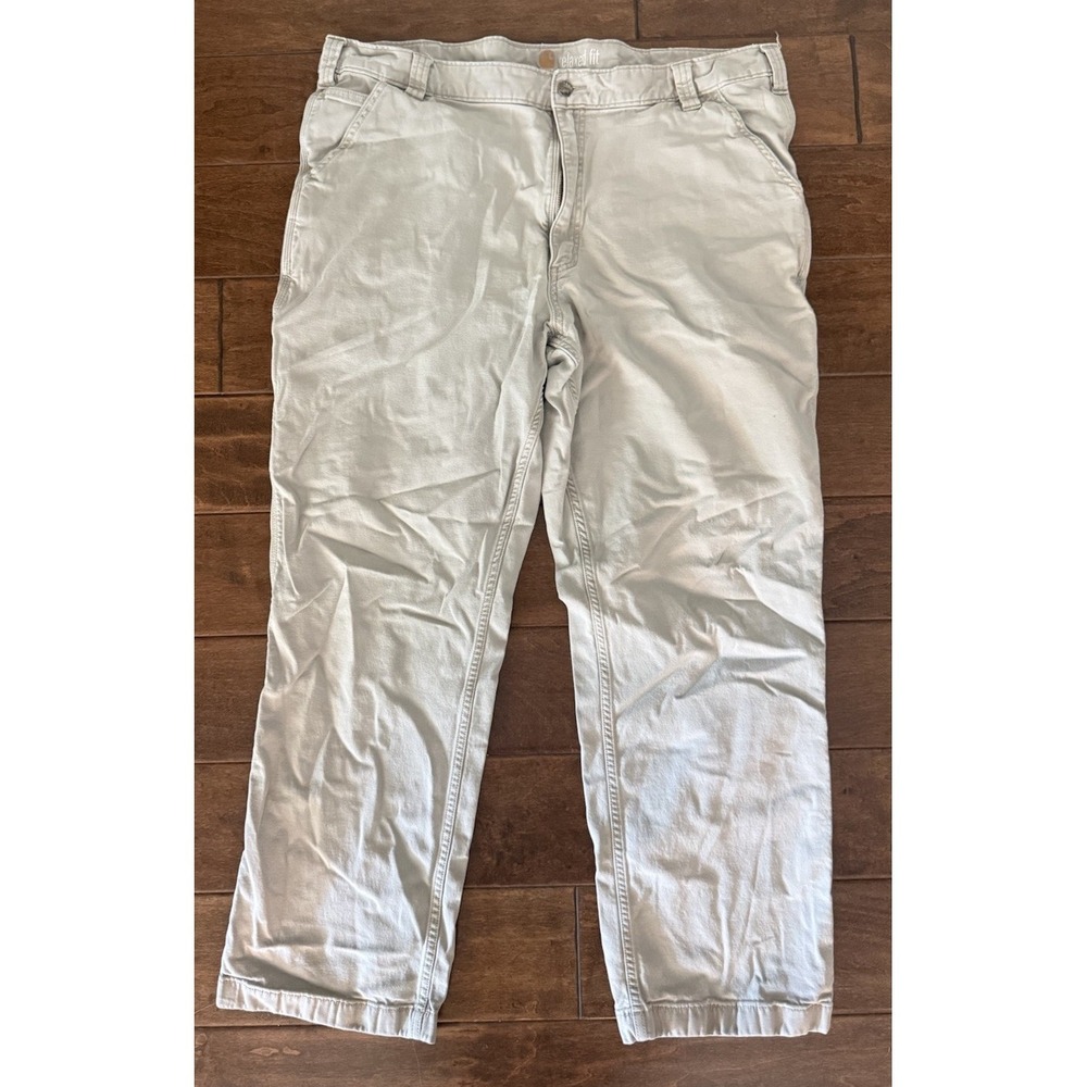 Carhartt Relaxed Fit Twill Khaki Beige Tan Utility Pants Men's 42x32